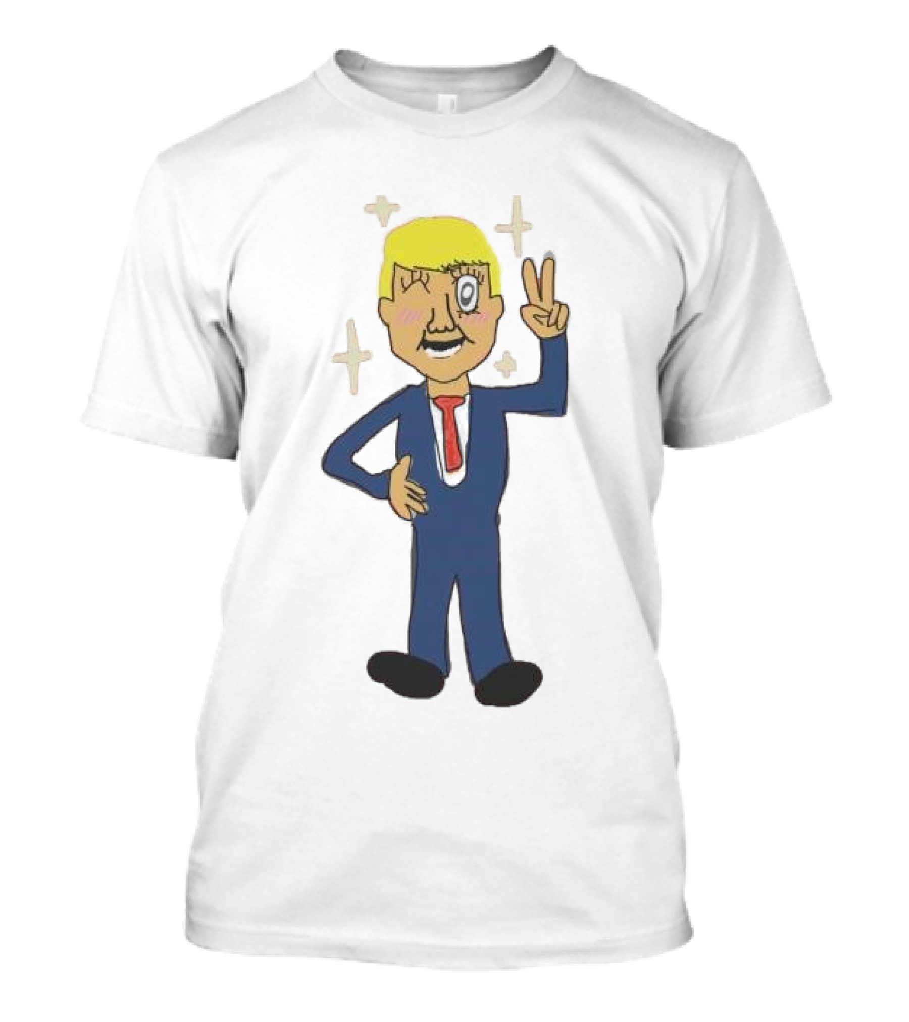 Kawaii Trump Cartoon Peace Gesture With Sparkles T-Shirt