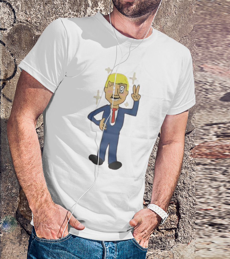 Kawaii Trump Cartoon Peace Gesture With Sparkles T-Shirt