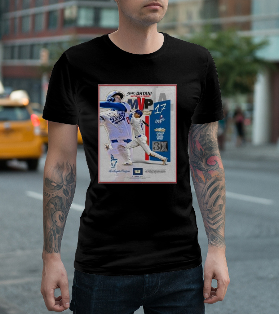 Shohei Ohtani 17 Los Angeles Dodgers 2024 National League MVP 3X MVP Stats T-Shirt