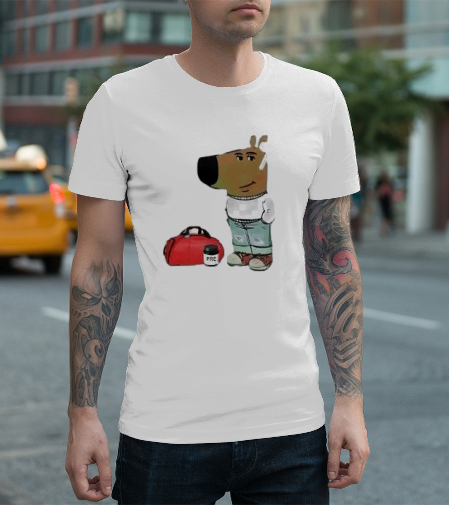 Chill Guy Dog with Gym Bag and Pre-workout Supplement T-Shirt