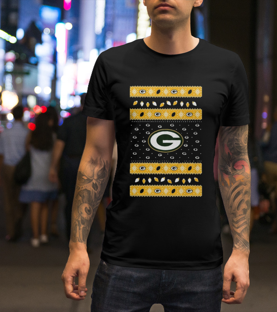 Green Bay Packers Holiday Lights Ugly Sweater T-Shirt