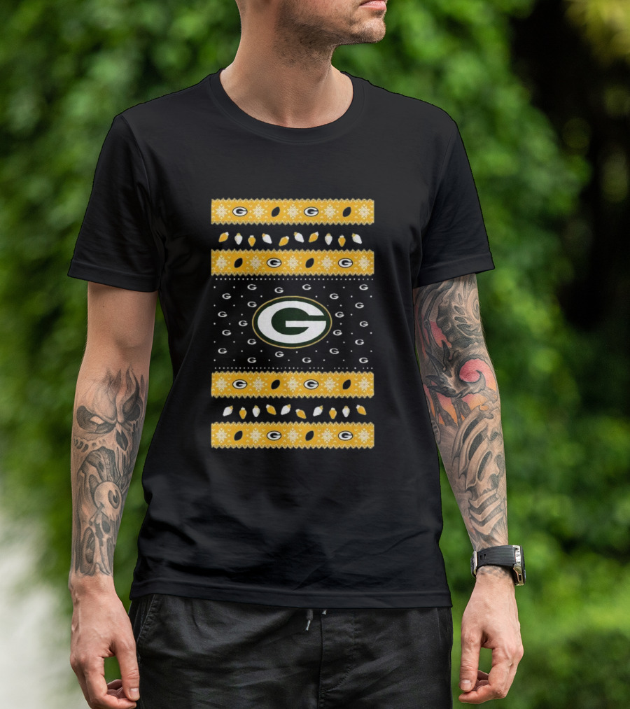 Green Bay Packers Holiday Lights Ugly Sweater T-Shirt