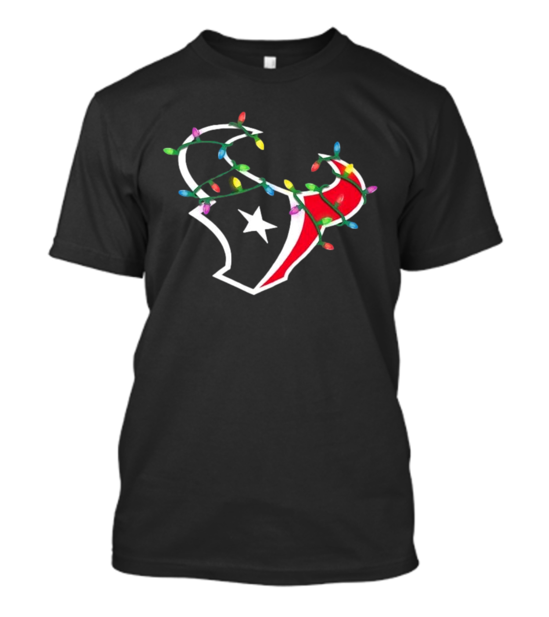 Houston Texans 2024 Primary Logo Holiday Lights Decor T-Shirt