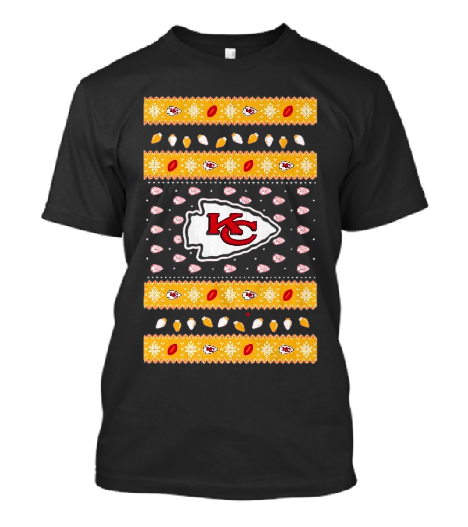 Kansas City Chiefs Ugly Christmas Sweater 2024 Holiday Lights T-Shirt