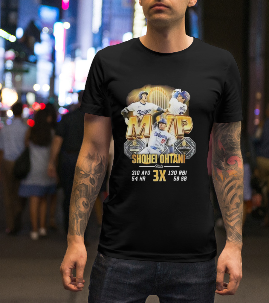 Los Angeles Dodgers Shohei Ohtani MVP 2024 3X 310 AVG 54 HR 130 RBI 59 SB T-Shirt