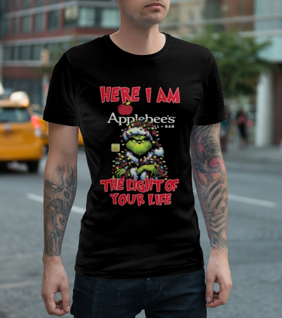 Here I Am Grinch Applebee’s The Light Of Your Life Christmas Light T-Shirt