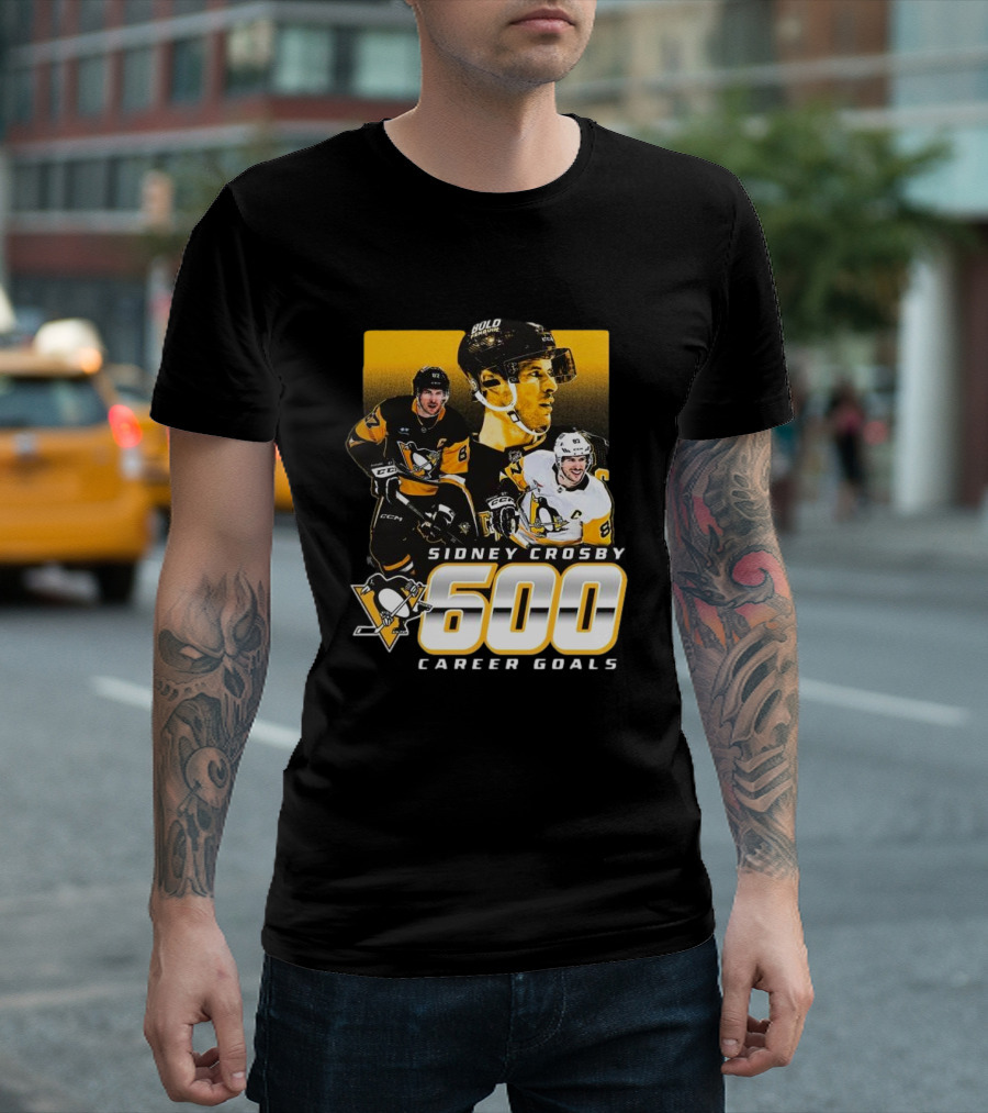 Sidney Crosby Pittsburgh Penguins 600 Career Goals NHL Achievement T-Shirt