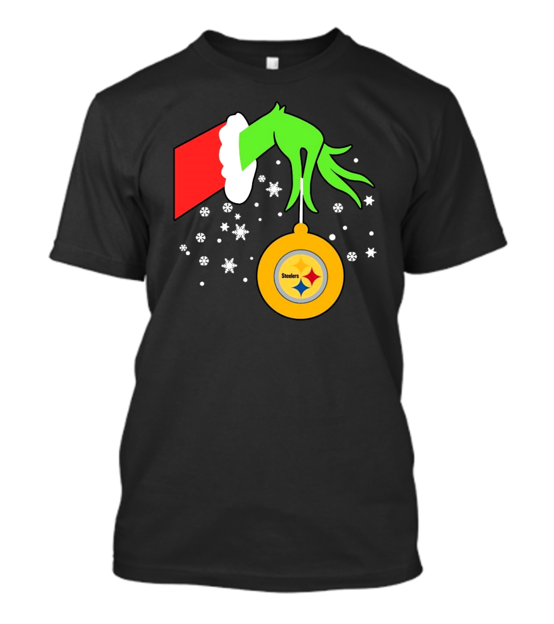 Pittsburgh Steelers 2024 Christmas Ornament Grinch Hand Snowflakes T-Shirt