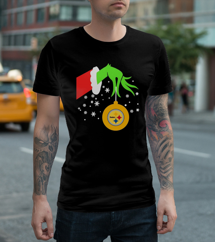 Pittsburgh Steelers 2024 Christmas Ornament Grinch Hand Snowflakes T-Shirt