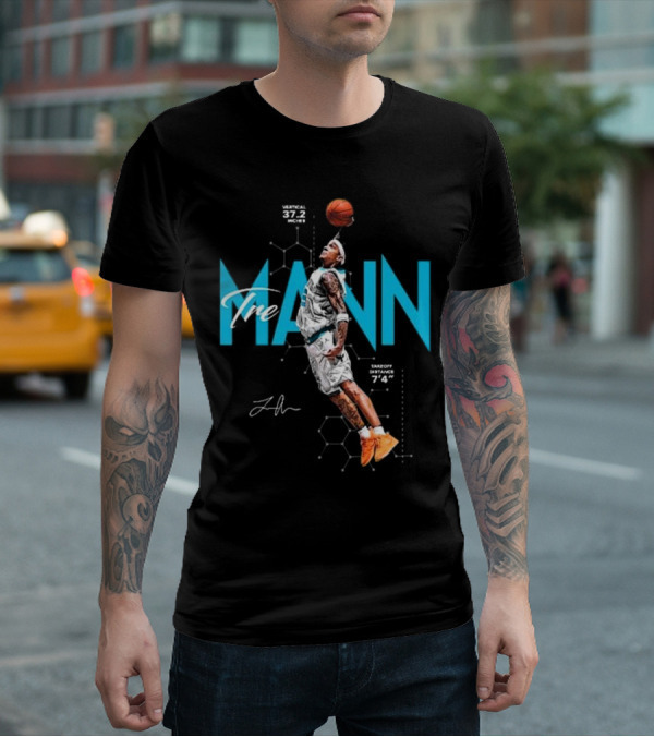Tre Mann Vertical Jump Basketball Dunk 37.2 Inches Charlotte Hornets T-Shirt