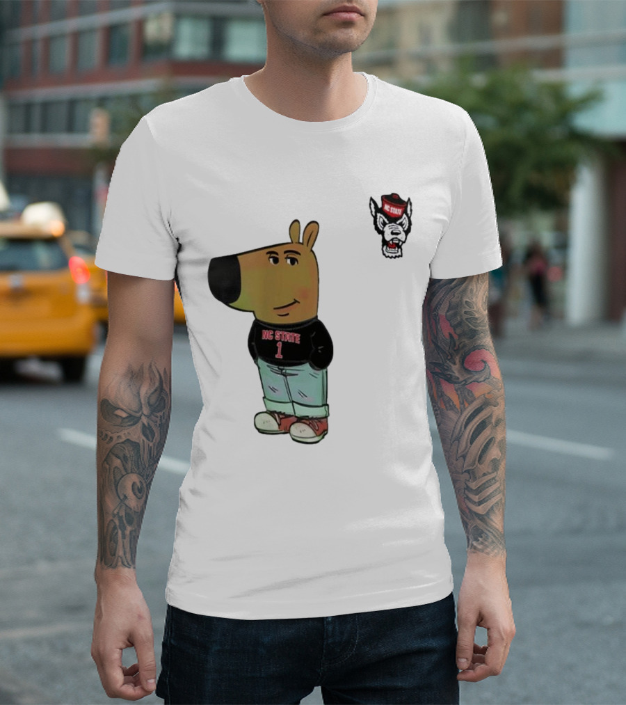 NC State Wolfpack Chill Guy Bear in Jersey and Jeans T-Shirt
