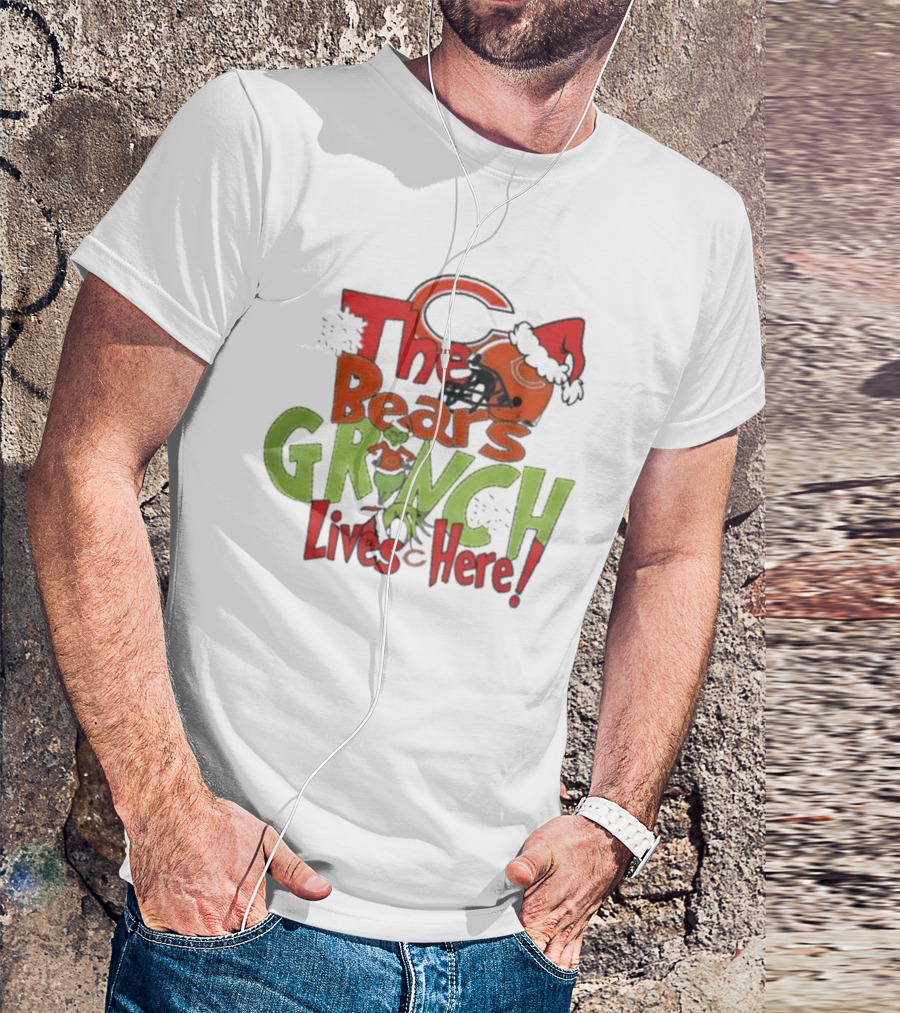 The Bears Grinch Chicago Lives Here Christmas T-Shirt