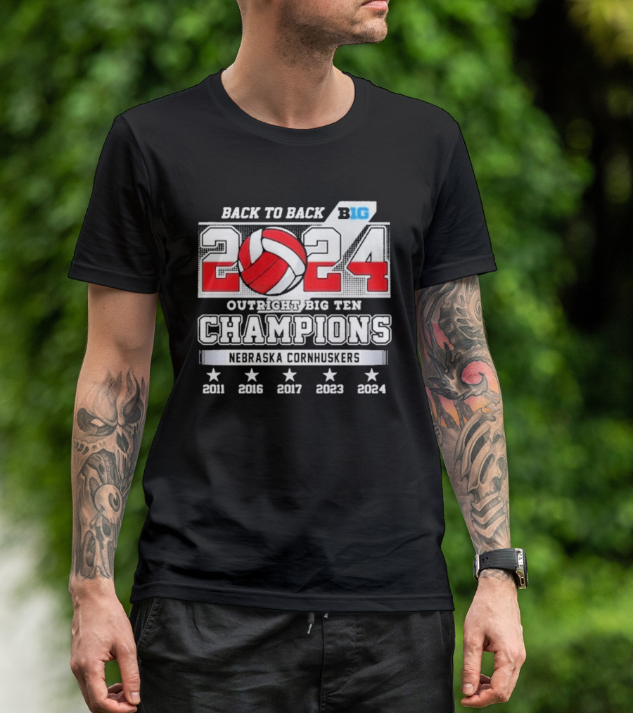 Back To Back 2024 Outright Big Ten Champions Nebraska Cornhuskers Volleyball Excellence T-Shirt