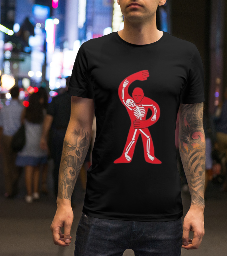 Lord Huron Dancing Skeleton Red Figure Hugging Skeleton T-Shirt