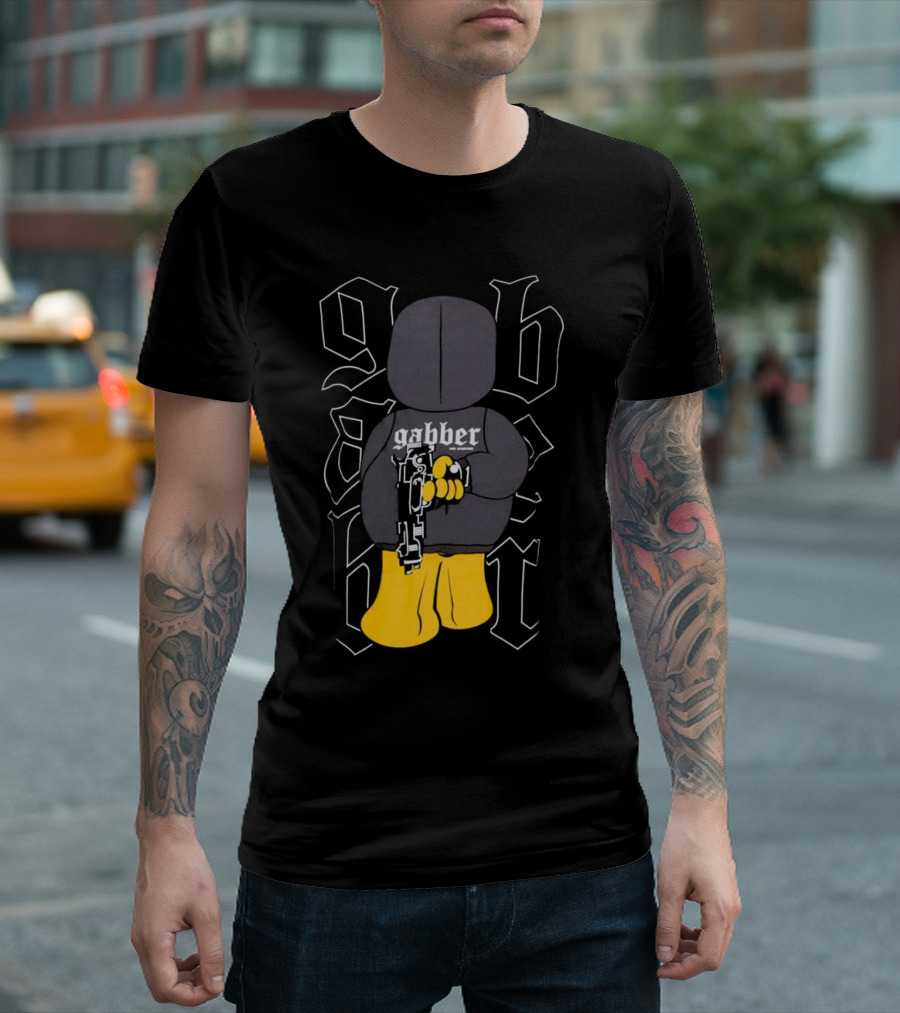 Paul Elstak Gabber Wanna Play Iconic Gabber Character with Toy Gun T-Shirt