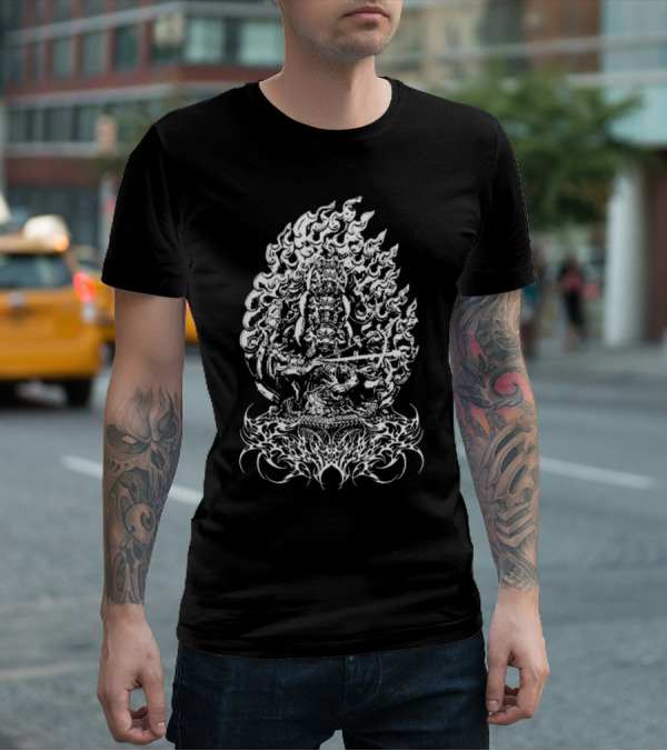 Rahula Polyphia Buddhist Deity Intricate Flame T-Shirt