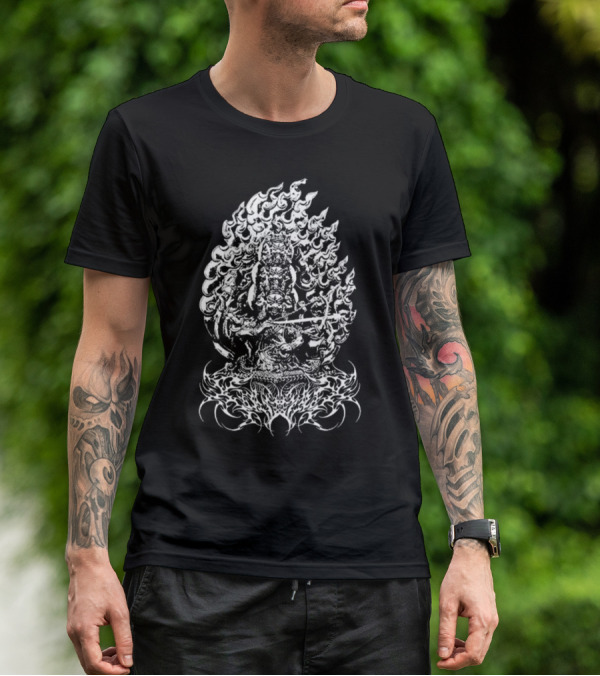 Rahula Polyphia Buddhist Deity Intricate Flame T-Shirt