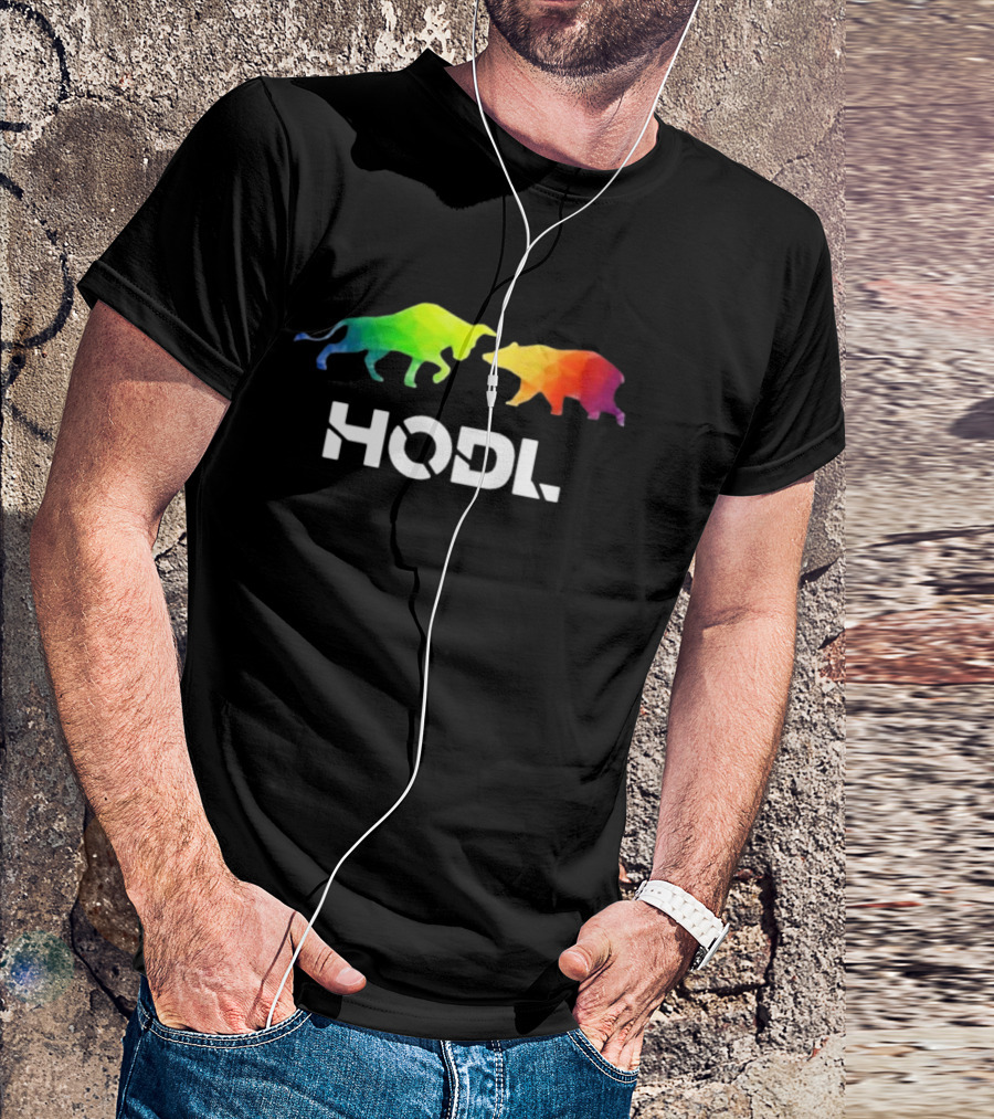 Web3eliza Colorful Bull And Bear HODL T-Shirt
