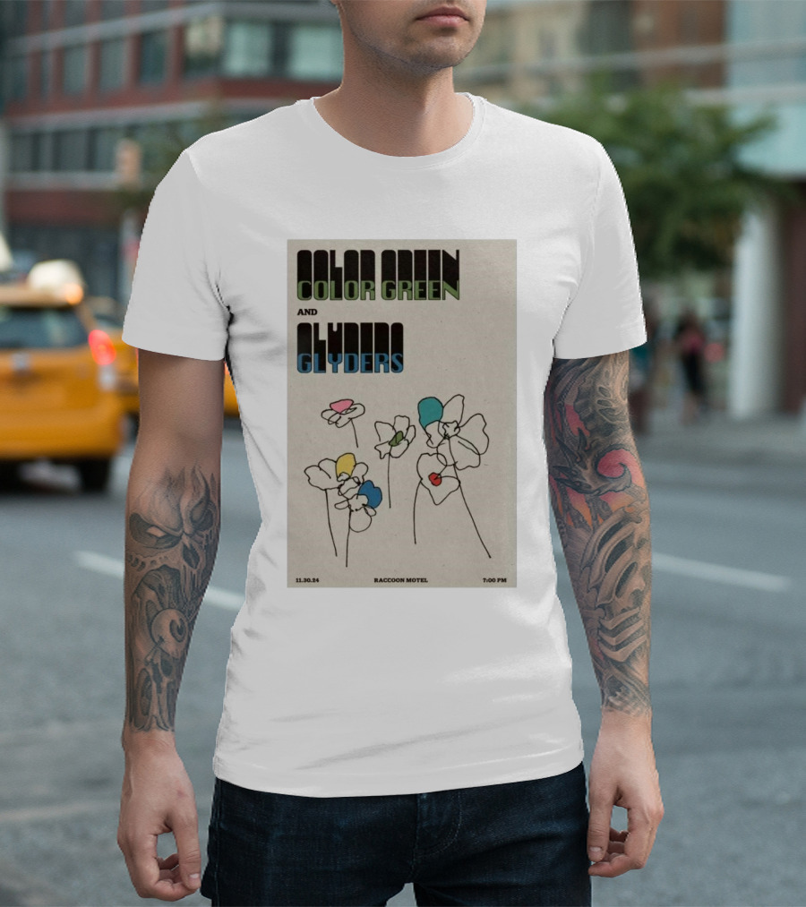 Color Green And Glyders November 30, 2024 Raccoon Motel Davenport IA Concert Event T-Shirt
