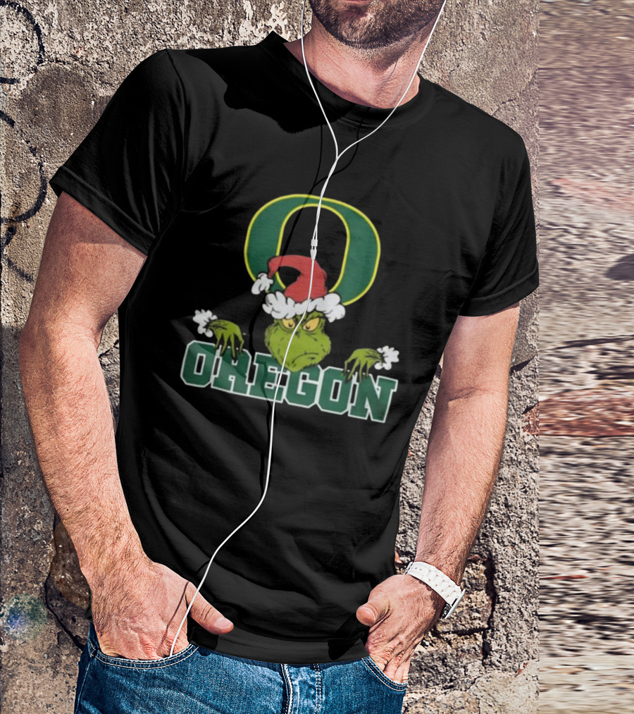 NCAA Oregon Ducks Grinch Christmas Football T-Shirt