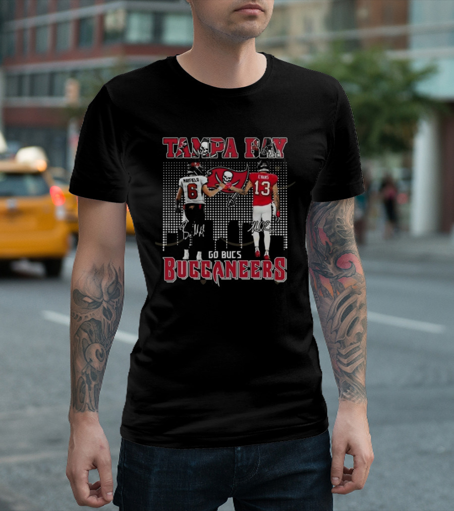 Tampa Bay Buccaneers Baker Mayfield Mike Evans Go Bucs Signatures T-Shirt