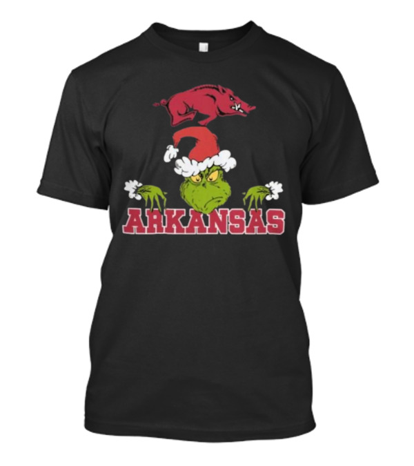 Arkansas Razorbacks Grinch Christmas NCAA Football T-Shirt