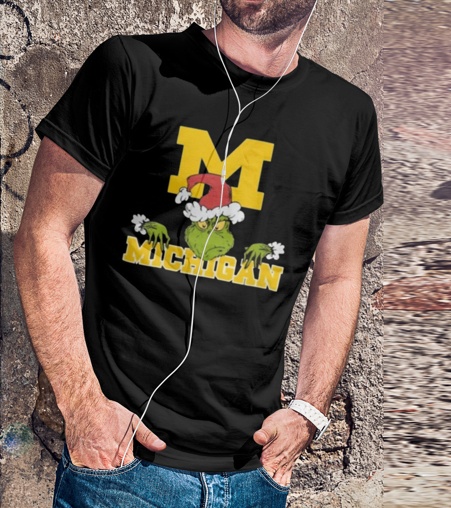 NCAA Michigan Wolverines Grinch Christmas 2024 Football T-Shirt