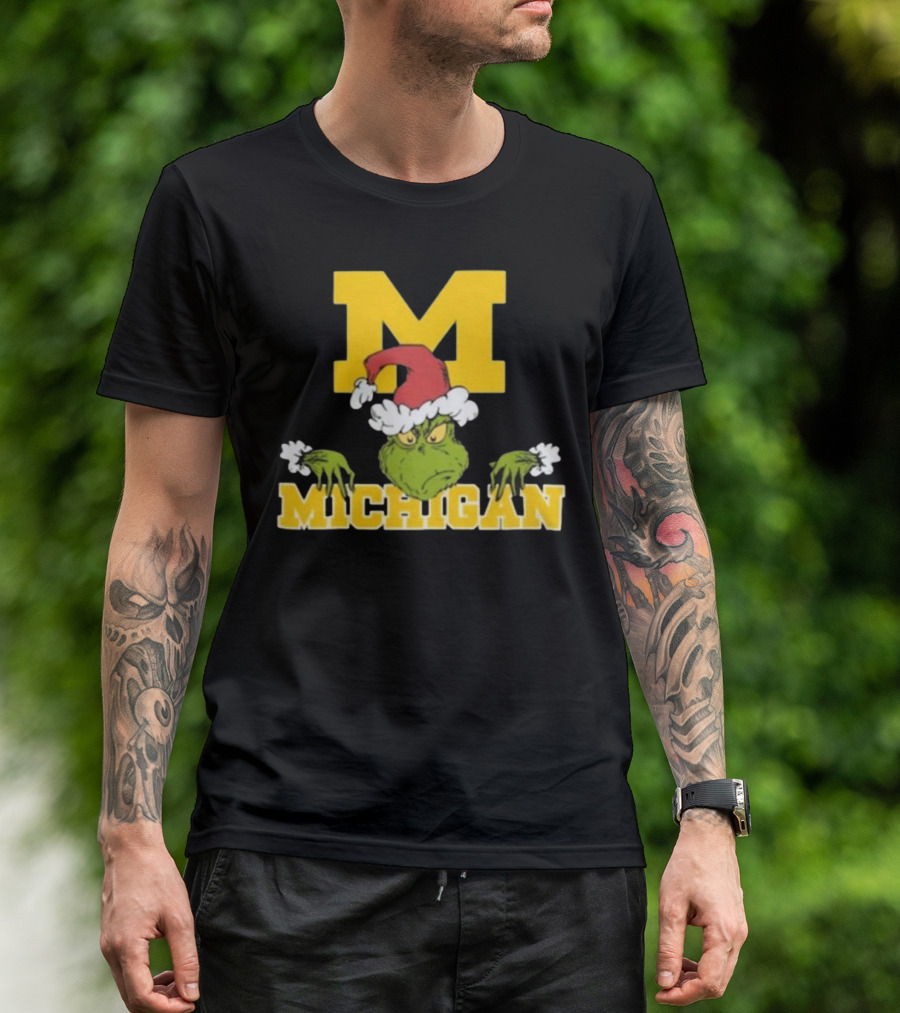 NCAA Michigan Wolverines Grinch Christmas 2024 Football T-Shirt