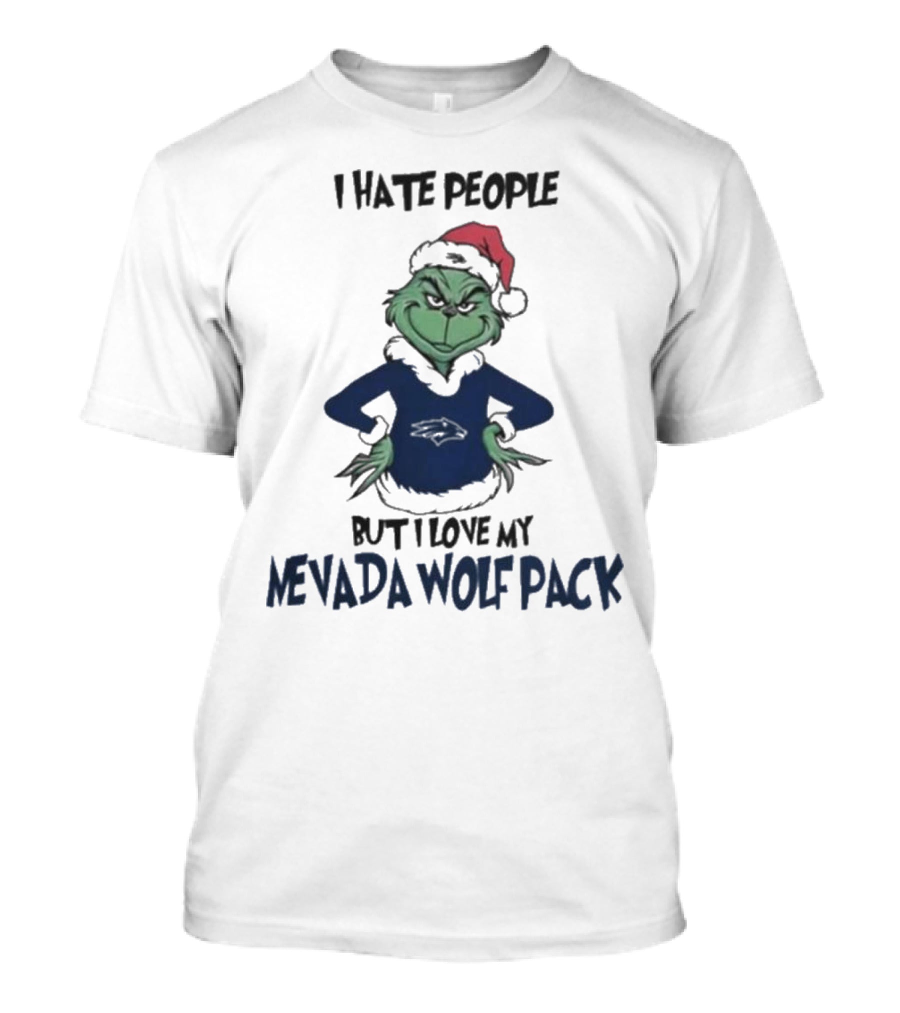 Grinch I Hate People But I Love My Nevada Wolf Pack Merry Christmas T-Shirt