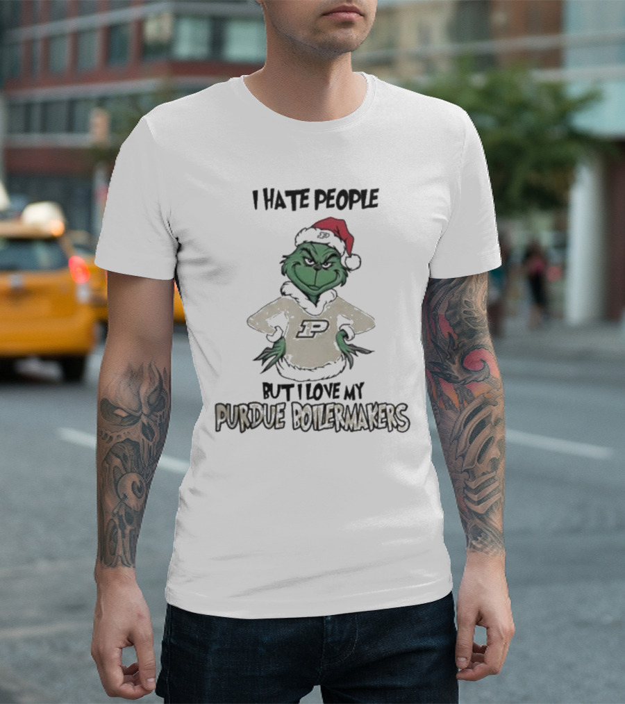 I Hate People But I Love My Purdue Boilermakers Grinch Christmas T-Shirt