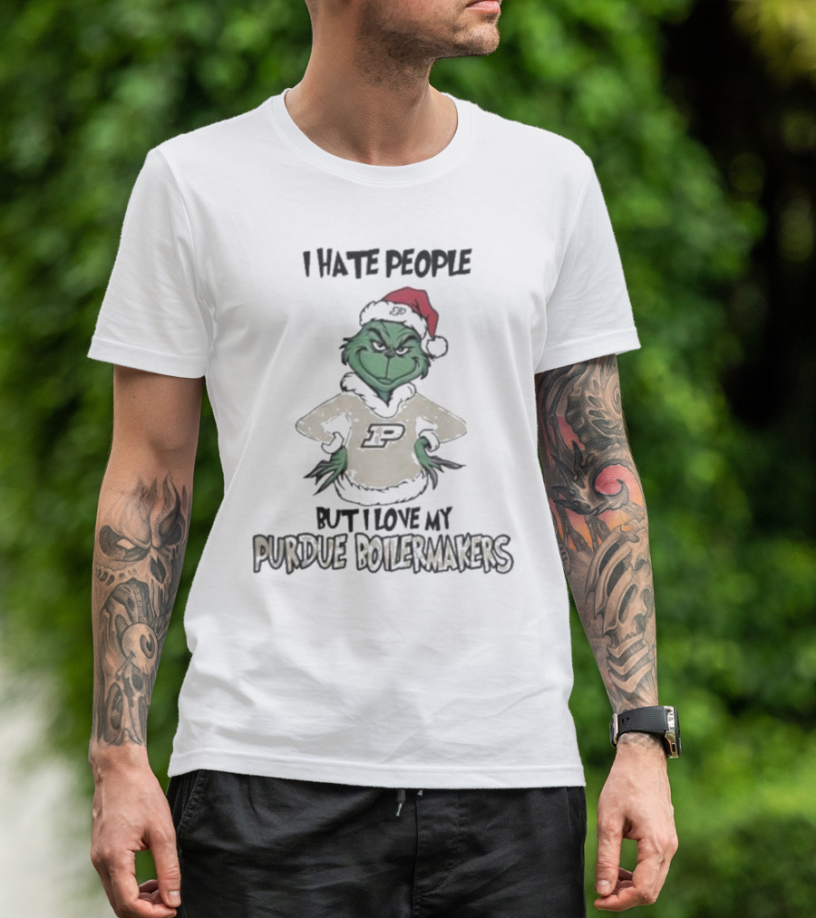 I Hate People But I Love My Purdue Boilermakers Grinch Christmas T-Shirt