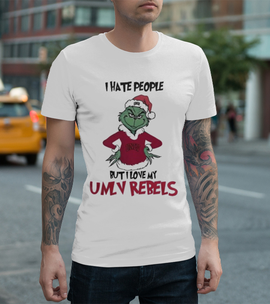 I Hate People But I Love My UNLV Rebels Grinch Christmas Fan T-Shirt
