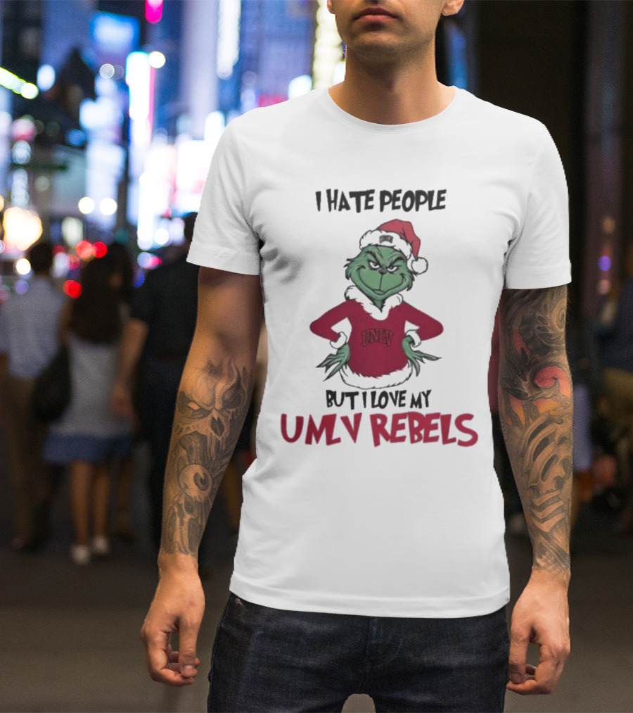 I Hate People But I Love My UNLV Rebels Grinch Christmas Fan T-Shirt