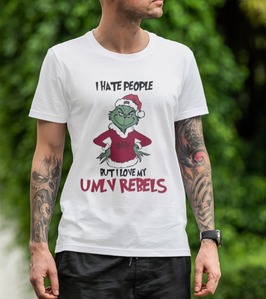 I Hate People But I Love My UNLV Rebels Grinch Christmas Fan T-Shirt