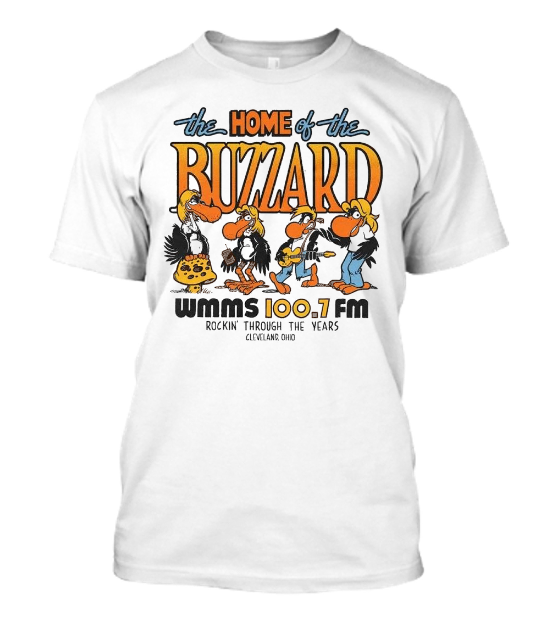 WMMS 100.7 FM The Home Of The Buzzard Rockin Through The Years Cleveland Ohio T-Shirt