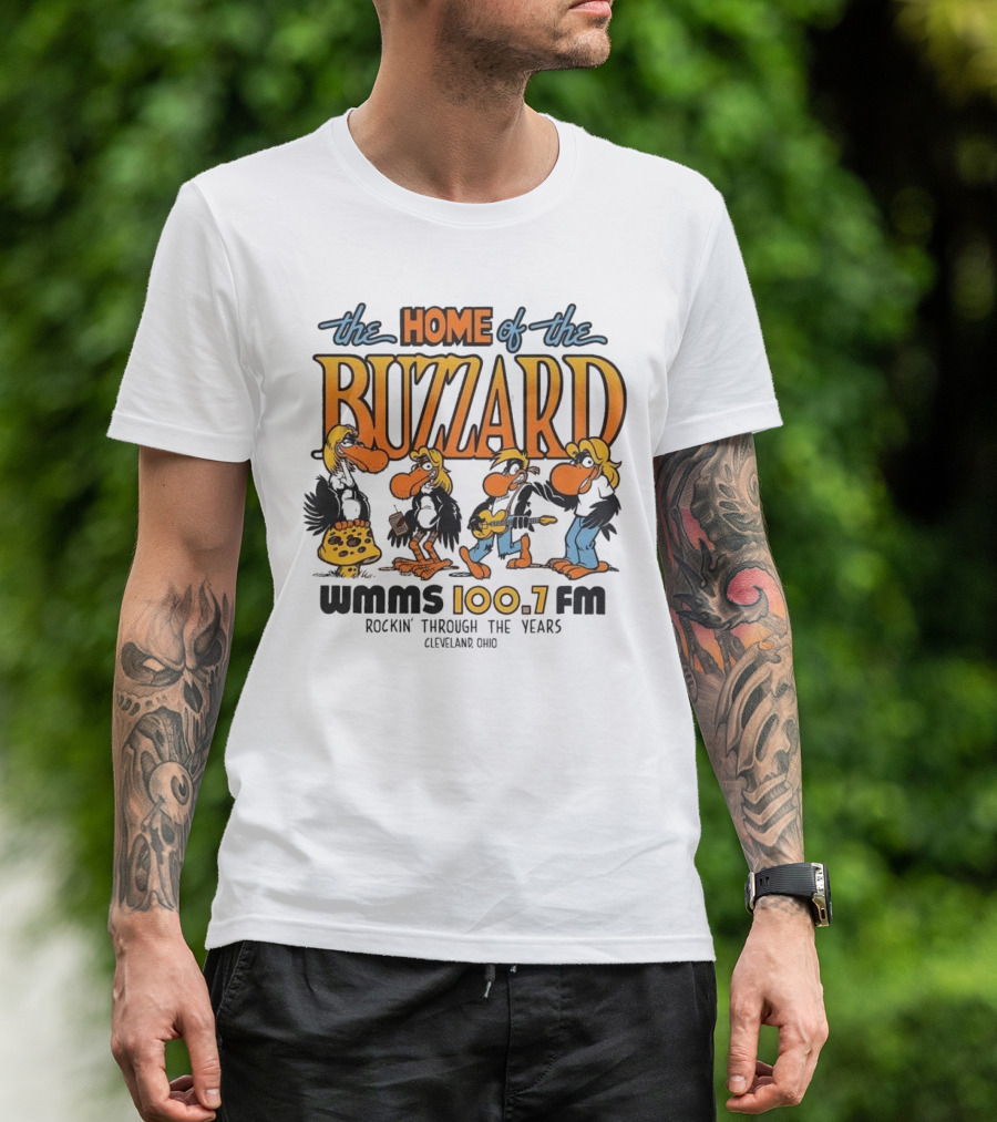 WMMS 100.7 FM The Home Of The Buzzard Rockin Through The Years Cleveland Ohio T-Shirt