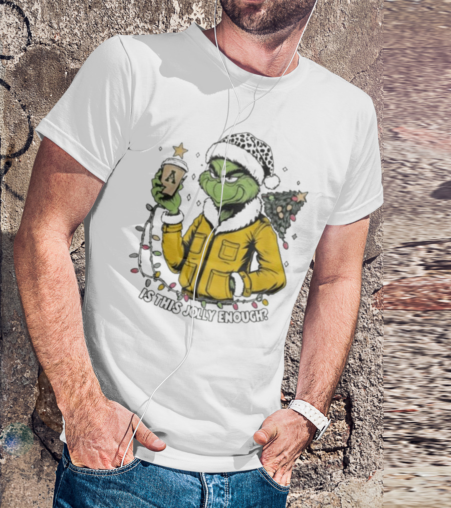 Appalachian State Mountaineers Santa Grinch Jolly Enough Merry Christmas T-Shirt