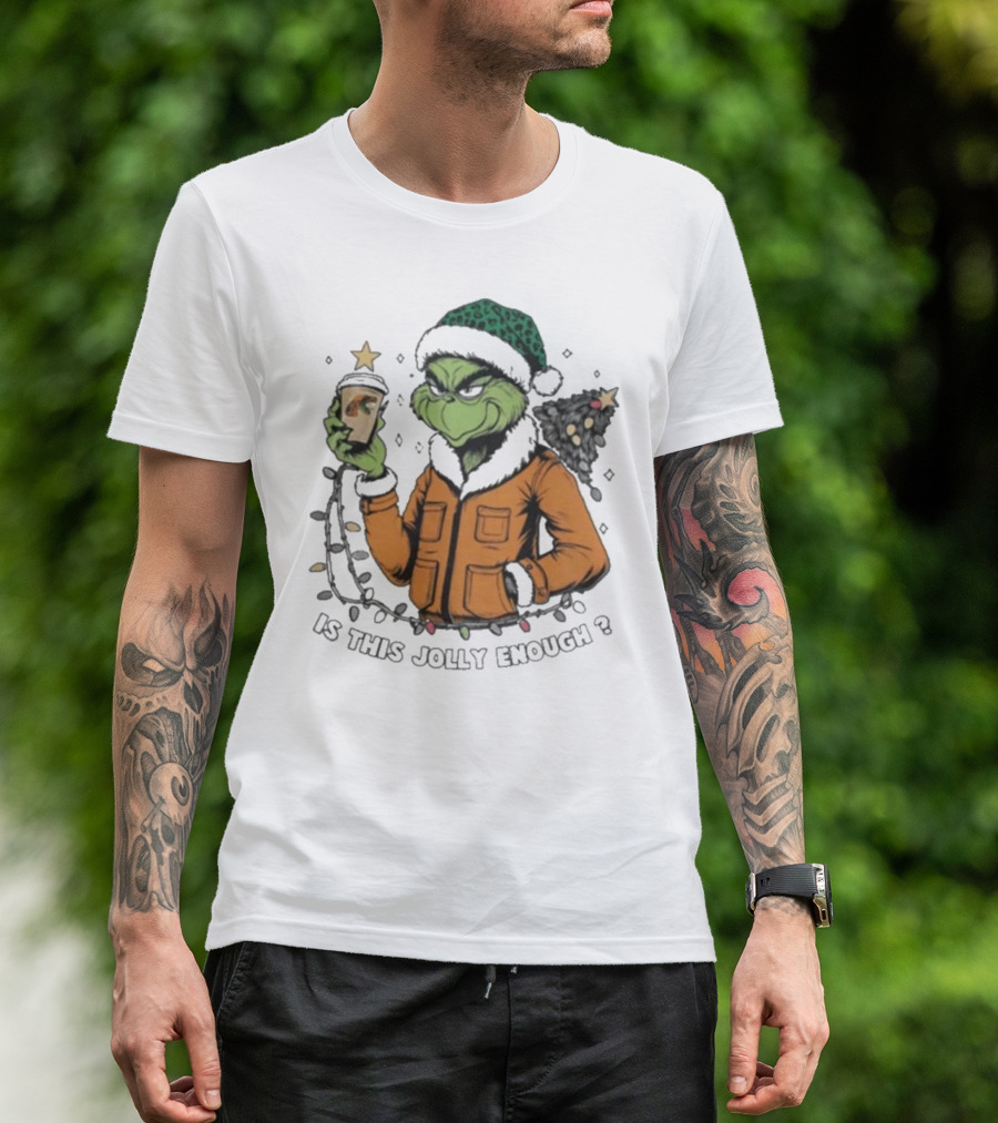 Florida A&M Rattlers X Santa Grinch Holding Coffee Is This Jolly Enough Merry Christmas T-Shirt