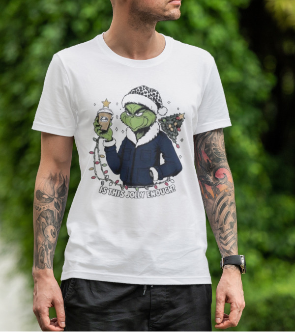 Georgia Southern Eagles X Santa Grinch Holding Holiday Coffee Cup Is This Jolly Enough Merry Christmas T-Shirt