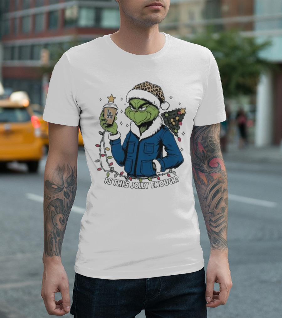Los Angeles Dodgers Santa Grinch Is This Jolly Enough Merry Christmas T-Shirt