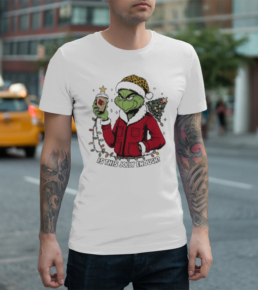 Louisville Cardinals Grinch Santa Is This Jolly Enough Merry Christmas T-Shirt