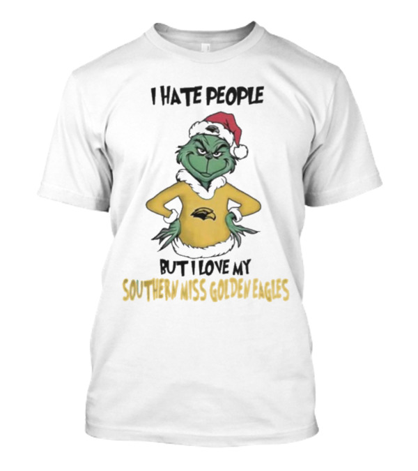 I Hate People But I Love My Southern Miss Golden Eagles Grinch Christmas T-Shirt