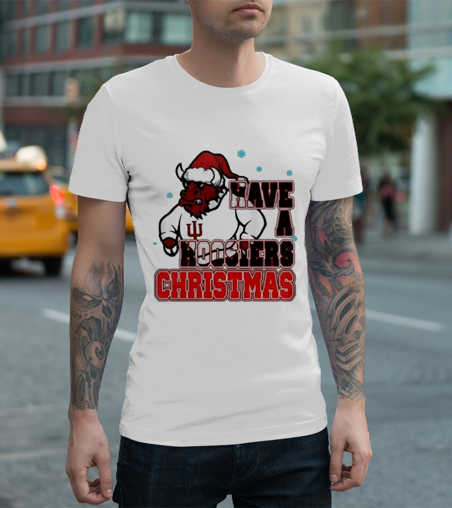 Have A Hoosiers Christmas Indiana Hoosiers Santa Mascot T-Shirt