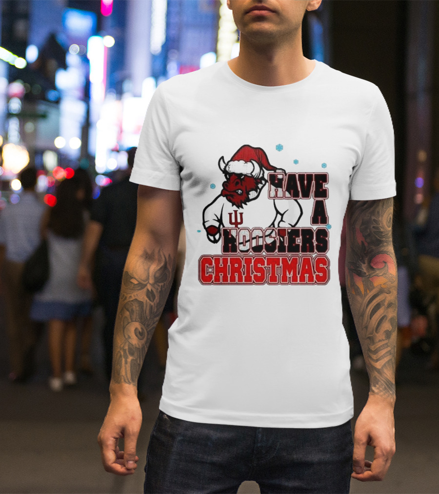 Have A Hoosiers Christmas Indiana Hoosiers Santa Mascot T-Shirt