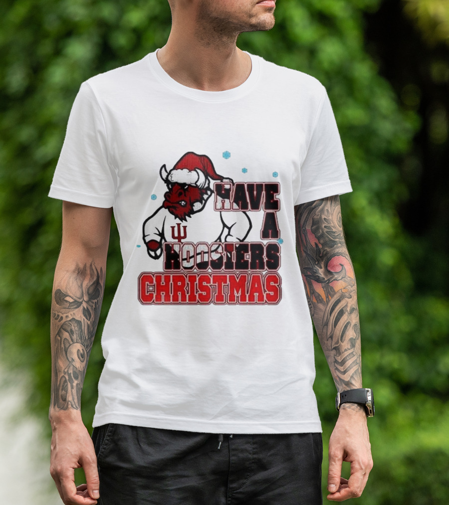 Have A Hoosiers Christmas Indiana Hoosiers Santa Mascot T-Shirt