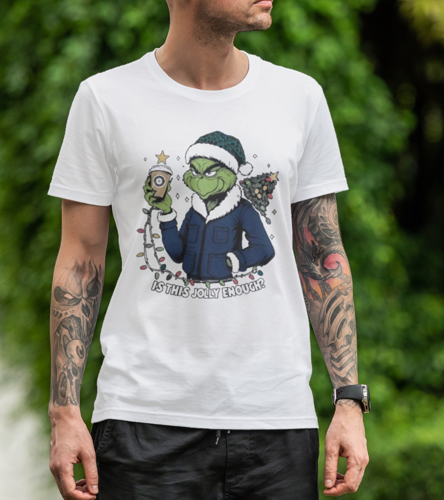 Seattle Mariners Grinch Christmas Jolly Enough Holiday Magic T-Shirt