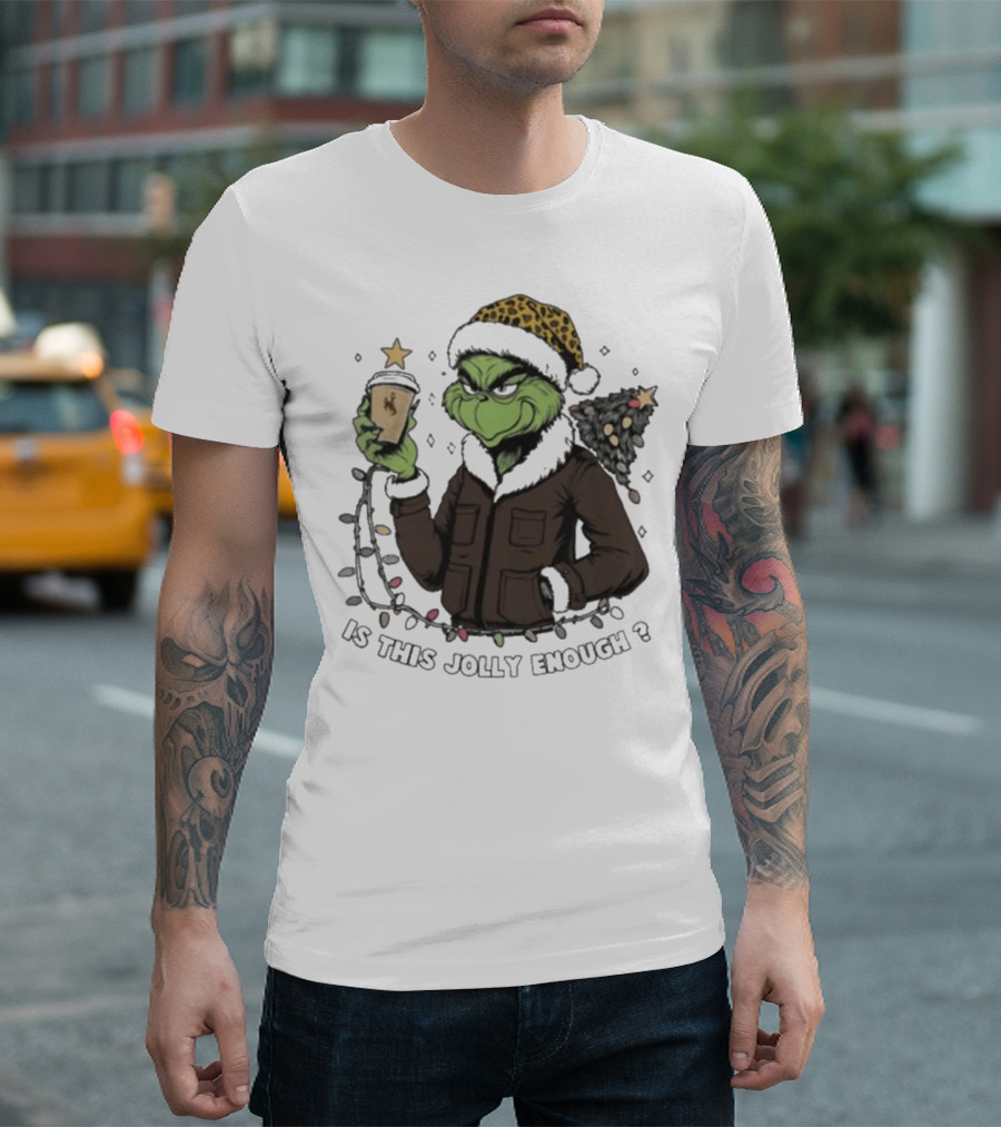 Wyoming Cowboys Grinch Santa Is This Jolly Enough Merry Christmas T-Shirt