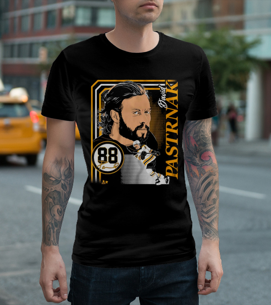 David Pastrnak 88 Hockey Illustration Collage T-Shirt