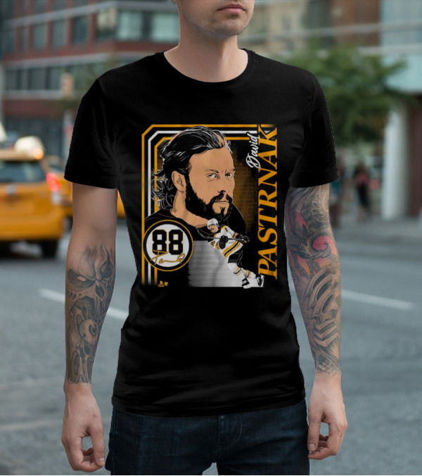 David Pastrnak 88 Hockey Illustration Collage T-Shirt