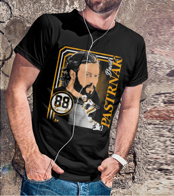 David Pastrnak 88 Hockey Illustration Collage T-Shirt
